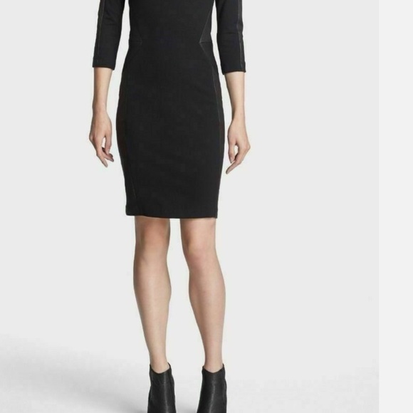 Haute Hippie Ponte Combo Leather Midi Black Dress Size 6 - Picture 5 of 8